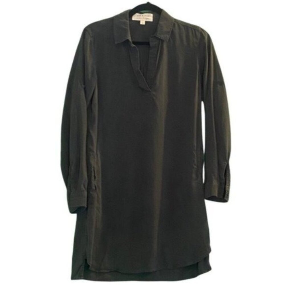 Cloth & Stone Roll Tab Long Sleeve Spread Collar Anchor Gray Shirt Dress Sz XS - Picture 4 of 6